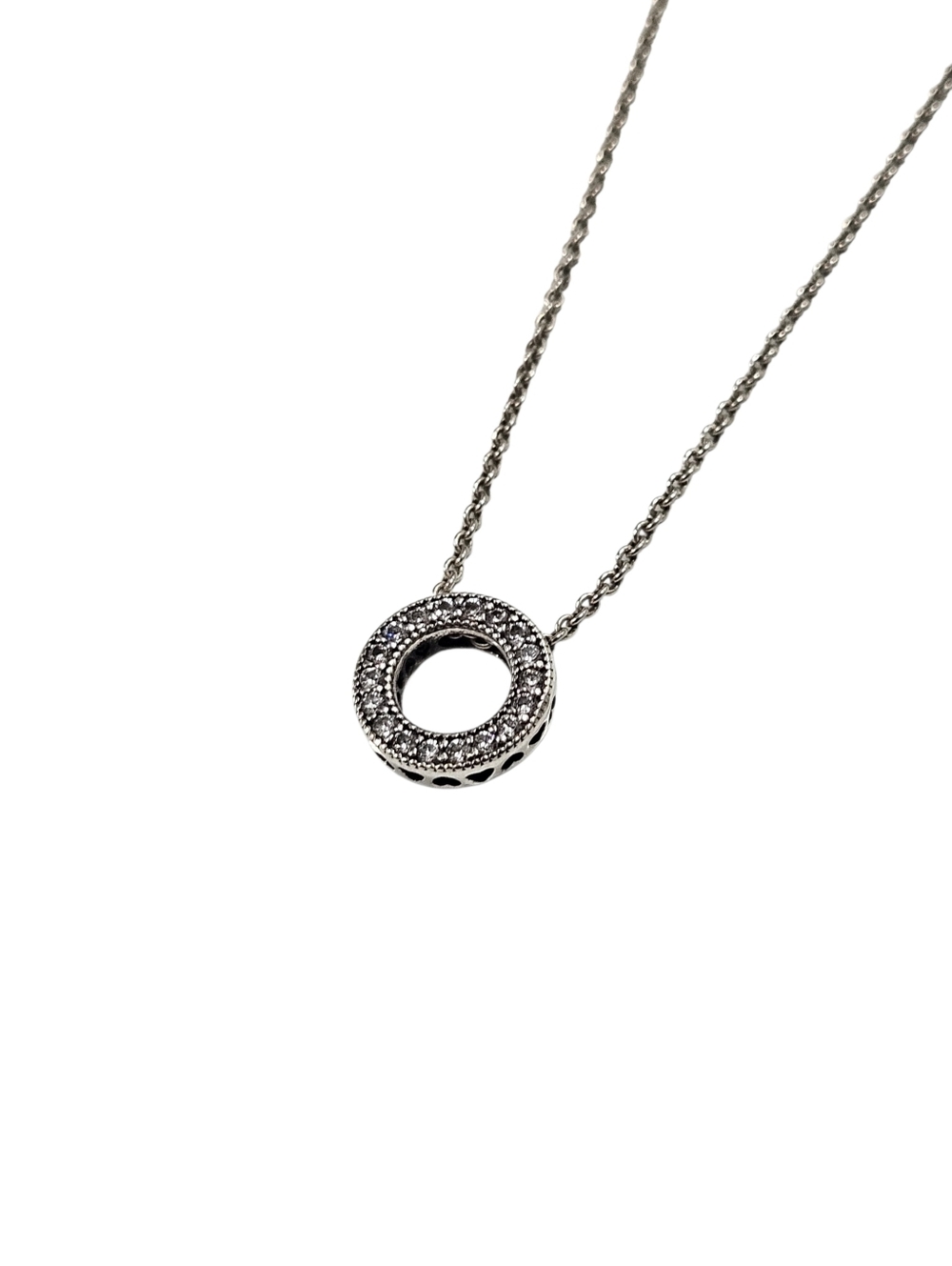 Pandora Pavé Circle CZ Necklace Sterling Silver 17